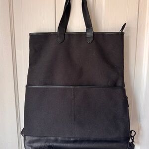 Beis Convertible Canvas and Leather Tote Backpack